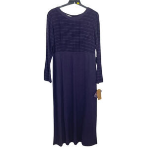 Cut Loose Dress NEW Size M Long Sleeve Lagenlook Cottage Purple Striped USA Made